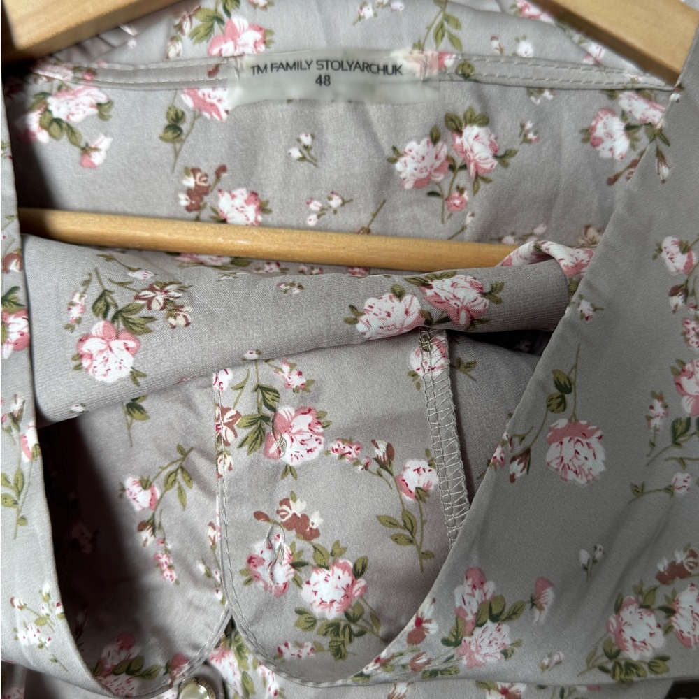 Genuine Silk Floral Button-Down Midi Summer Dress - Picture 9 of 9